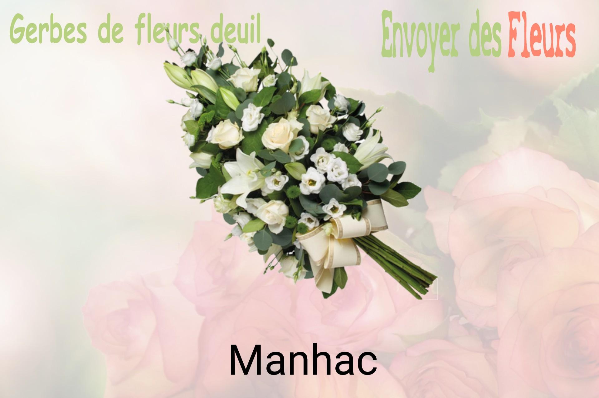 Gerbe de fleurs de deuil livrée à Manhac